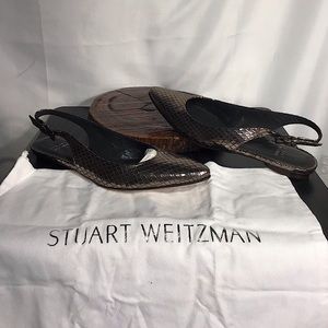 Stuart Weitzman Minnie Leaser Mettalic  Slingbacks New